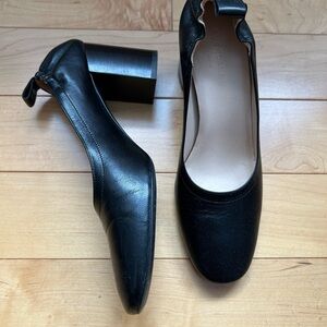 Everlane Black Leather Block Heels